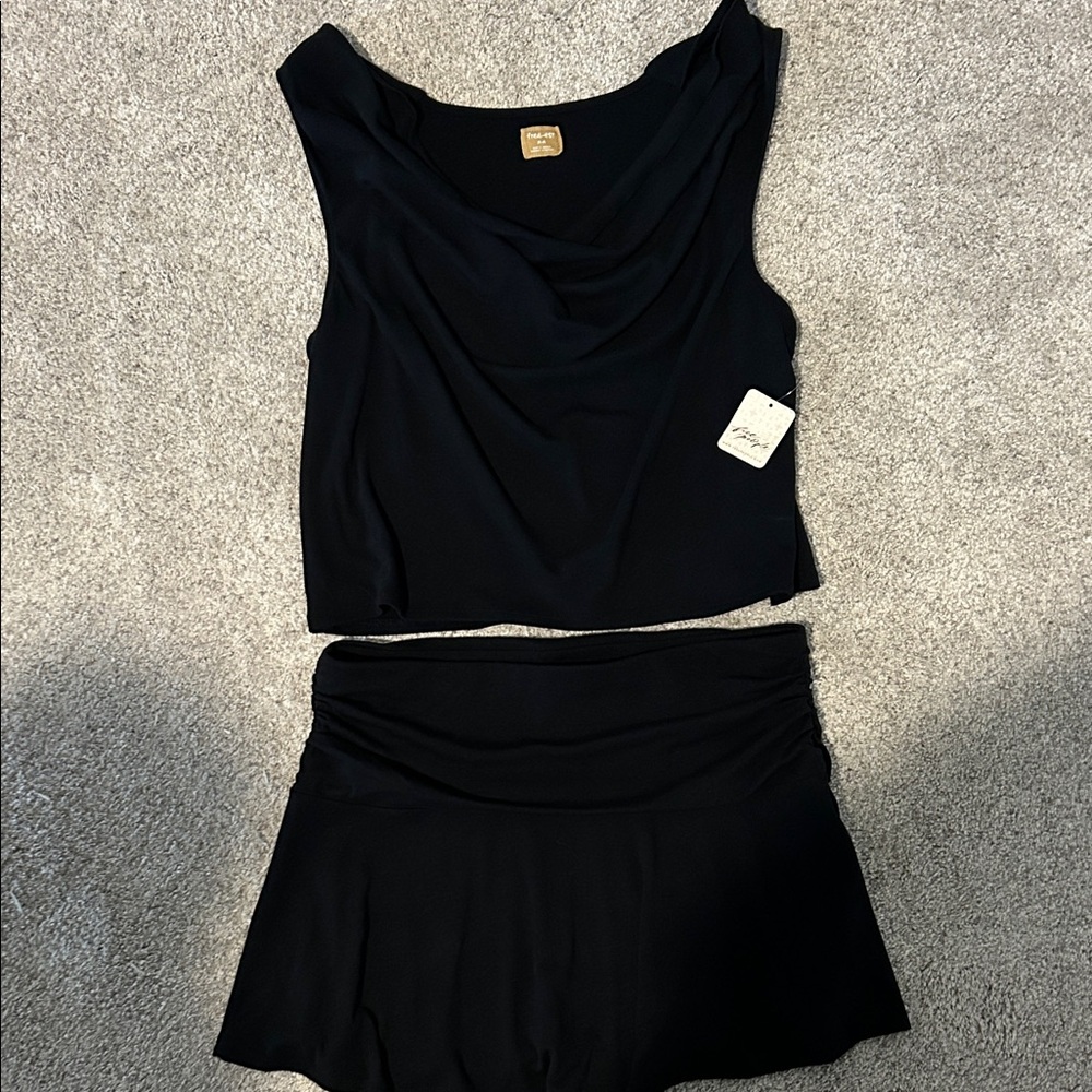Free People Black Two-Piece Skirt Set